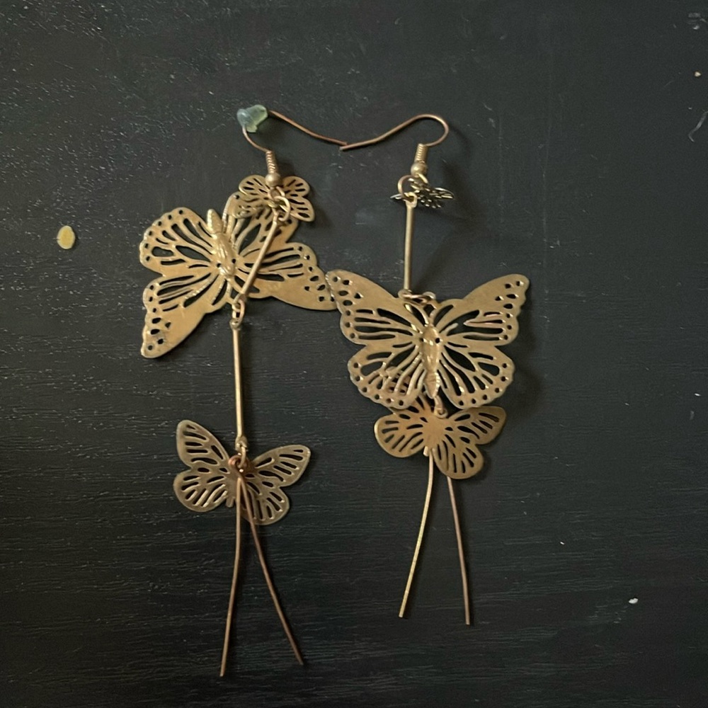 Gold butterfly earrings